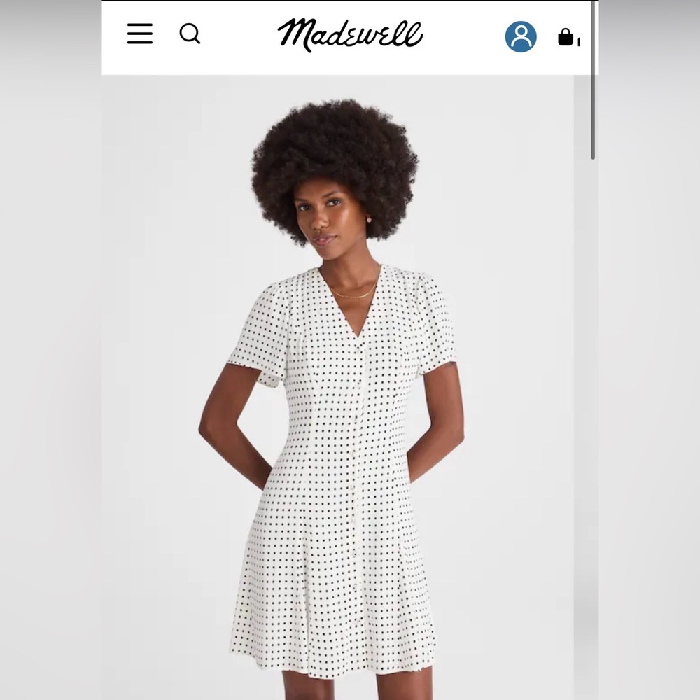 Madewell Black and White Button Front Mini Dress